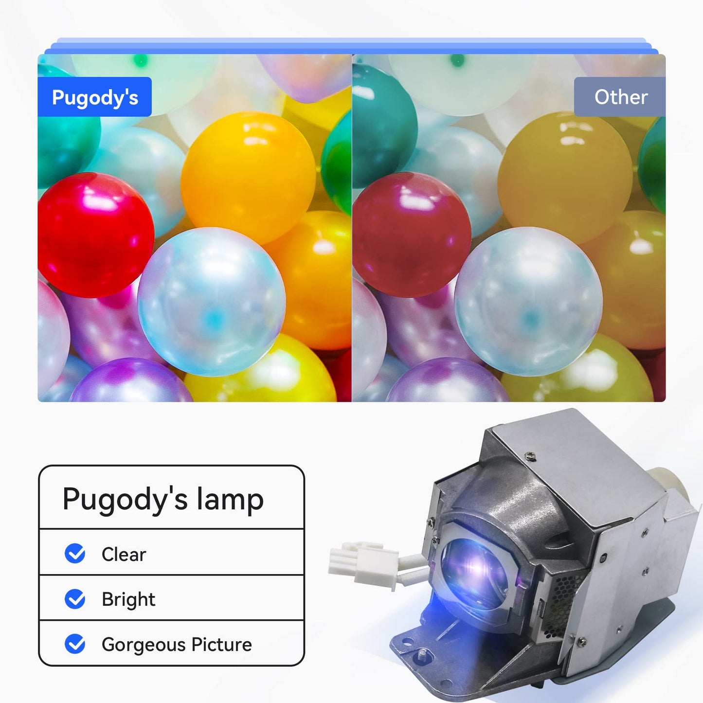Pugody A+ Quality RLC-079 Replacement Projector Bulb Lamp for VIEWSONIC PJD7820HD PJD7822HDL VS14937 for ACER P1500 H6510BD with Housing