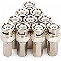 10-Pack BNC Male Twist-on Connector for RG59 Coaxial Cable - 75 Ohm, Nickel-Plated Brass Housing, Brass Contacts - for CCTV Security Systems