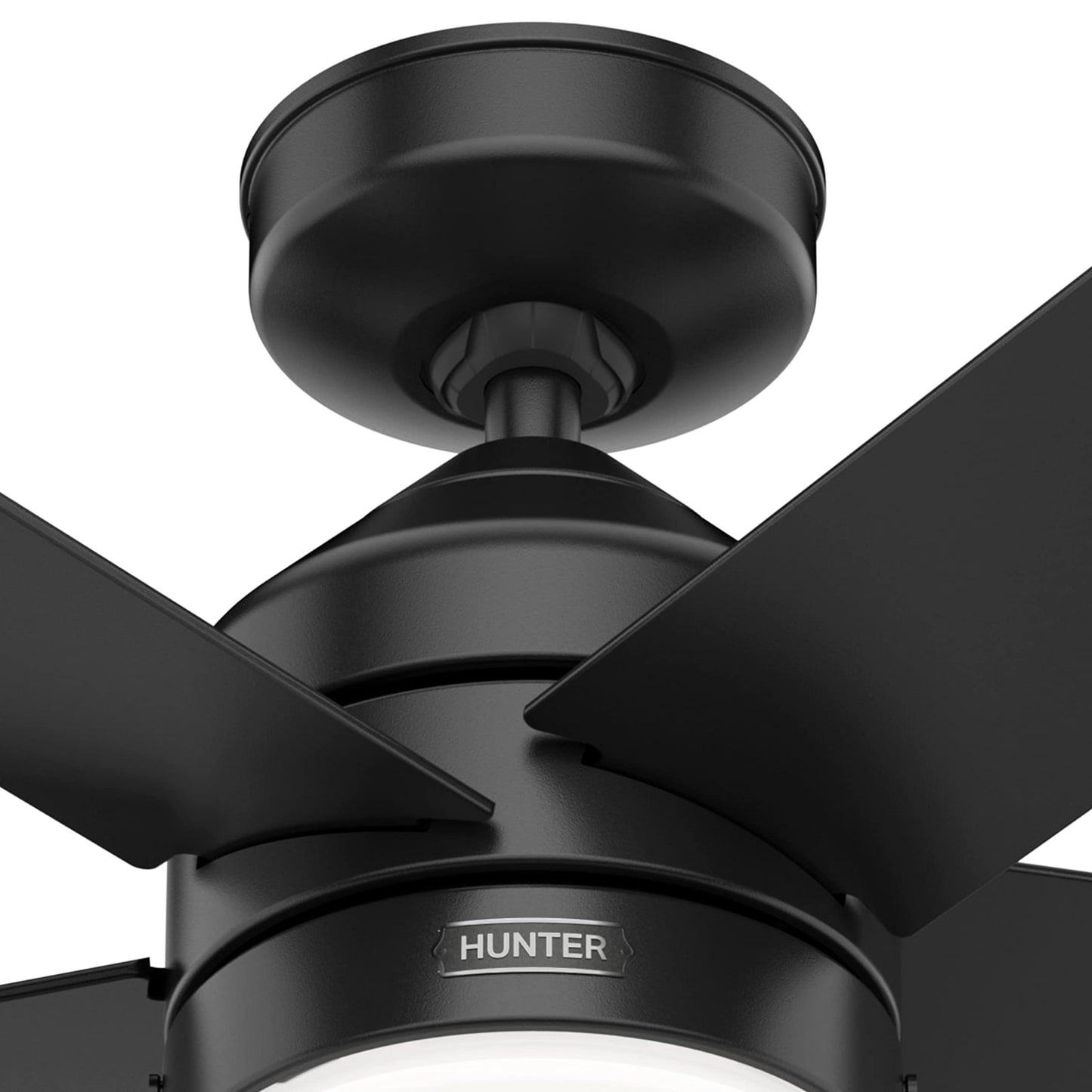 Hunter Fan 44 inch Casual Matte Black Indoor Ceiling Fan with LED Light Kit and Pull Chain (Renewed)