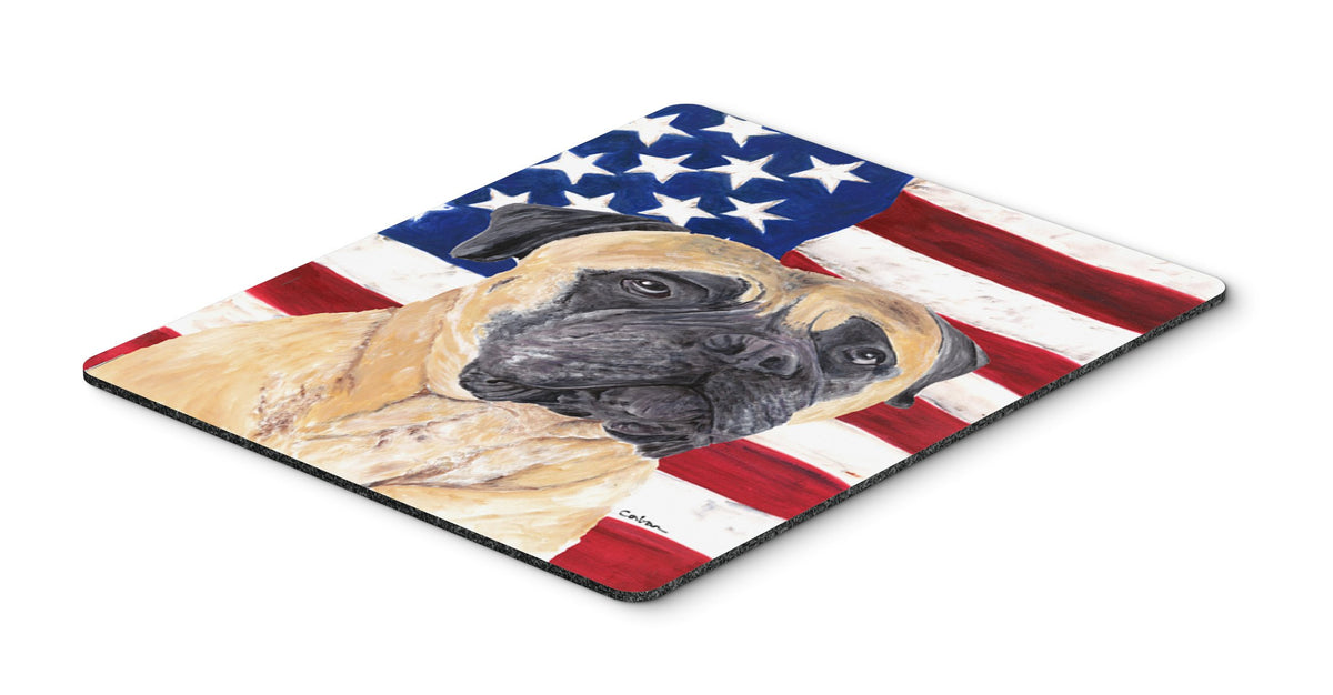 Caroline's Treasures SC9031MP USA American Flag with Mastiff Mouse Pad, Hot Pad or Trivet for Home Office Gaming Working Computers Laptop Mouse