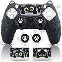 SoAegis Cute Cat-Ear PS5 Controller Skin Set, Silicone Controller Cover for PS5 Wireless Grip, Comes with 2 Thumb Grips and 2 Cat Stickers