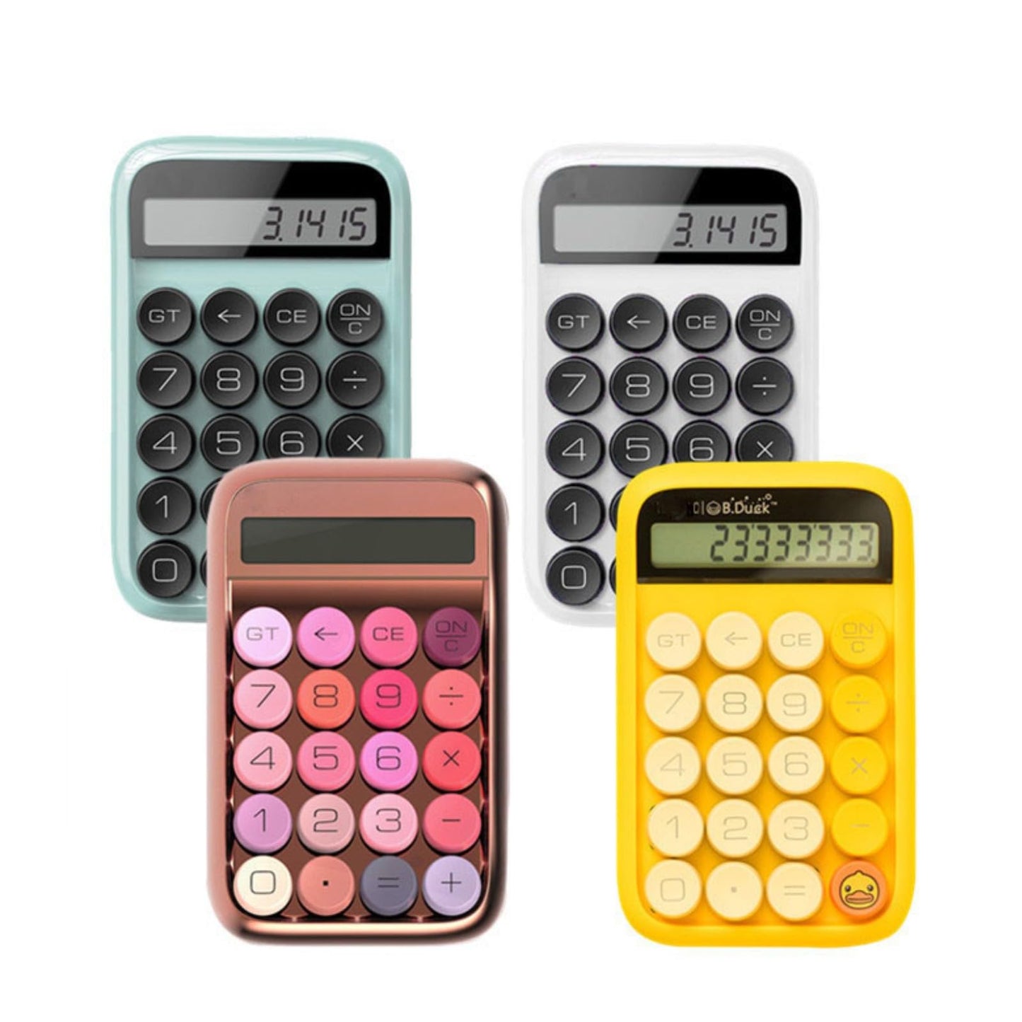 HTLNUZD Desktop Calculator 10 Digit Large LCD Display Handheld Cute Jelly Beans Mechanical Keyboard Calculator for Office, School, Home, Business