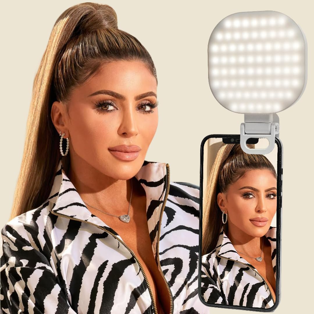 Larsa Pippen - LARSA Light - LED Selfie-Light with Clip & Glass Mirror - Rechargeable for Phone or Camera - 142 LEDs-Adjustable Brightness - Ideal