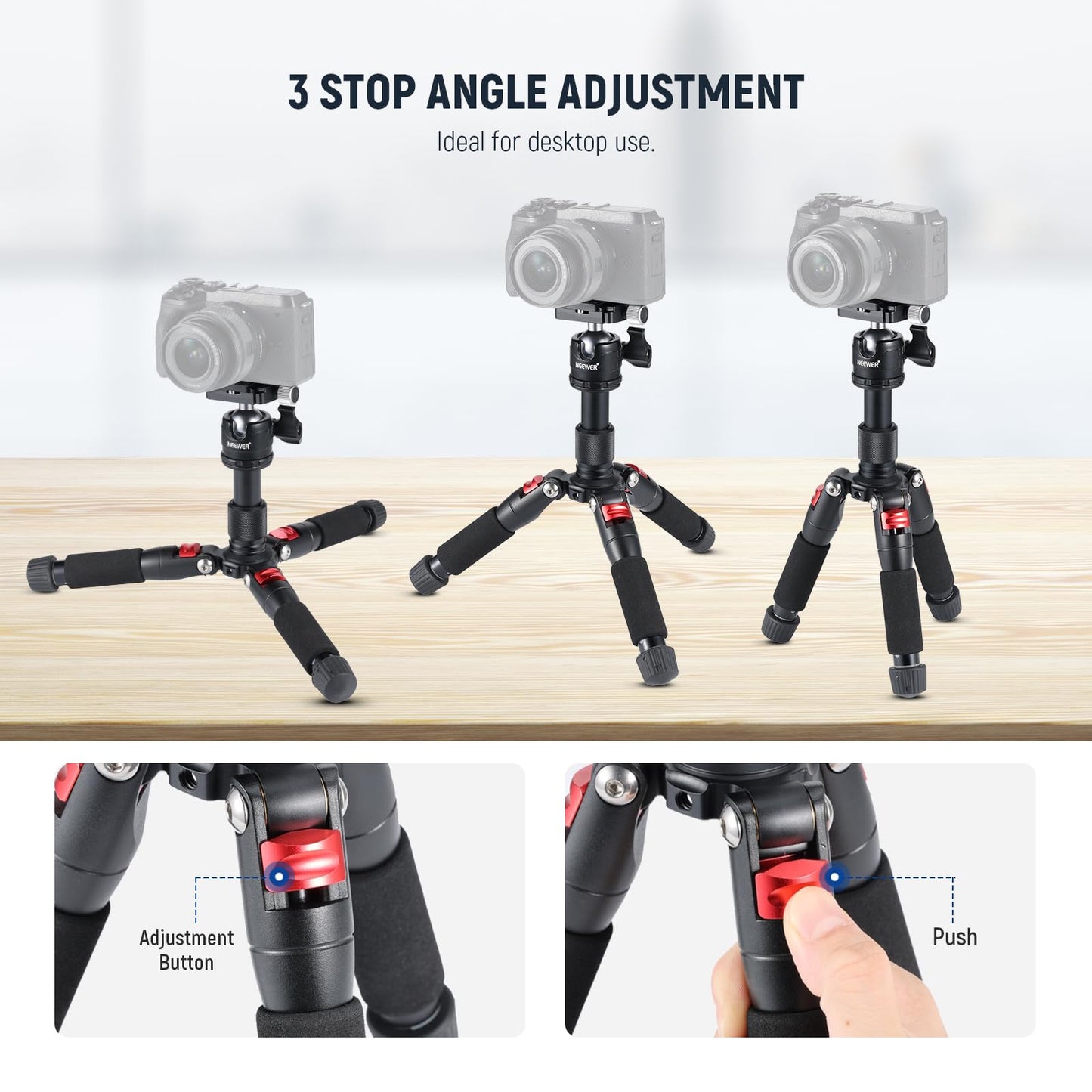 NEEWER Mini Desk Camera Tripod with Cell Phone Holder Compatible with iPhone for Video Recording Filming, 20"/50cm Small Portable DSLR Camcorder