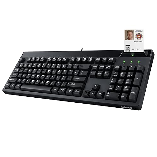 Adesso EasyTouch 130SB Wired Mechanical Keyboard with Red Switches, Built-in Smart Card Reader, Copilot AI Hotkey, 2X Large Print Keycaps, 104 Key