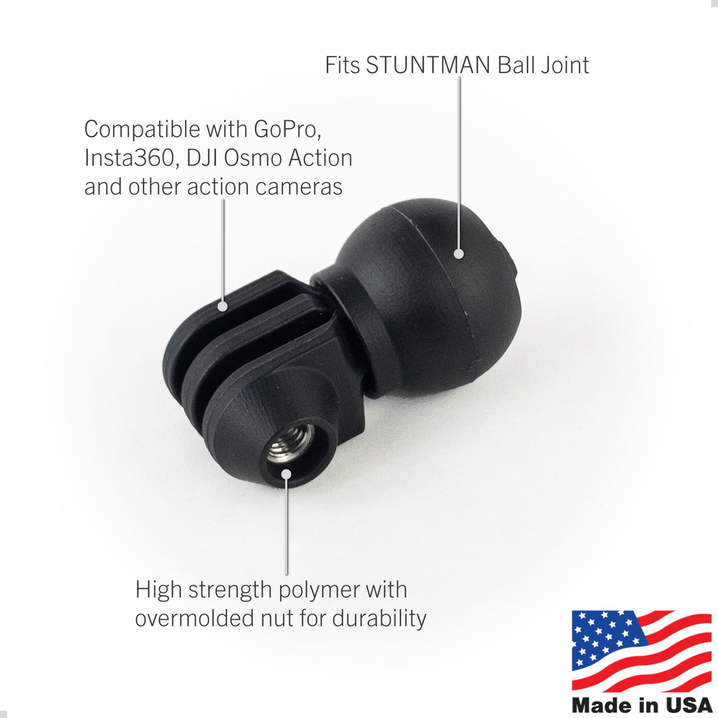 STUNTMAN Two Prong Adapter for Ball Joint - Fits GoPro, DJI Osmo (Action 5 Pro, 4, 3, 2), Insta360 (Ace Pro, Ace, ONE RS, ONE R), and Others