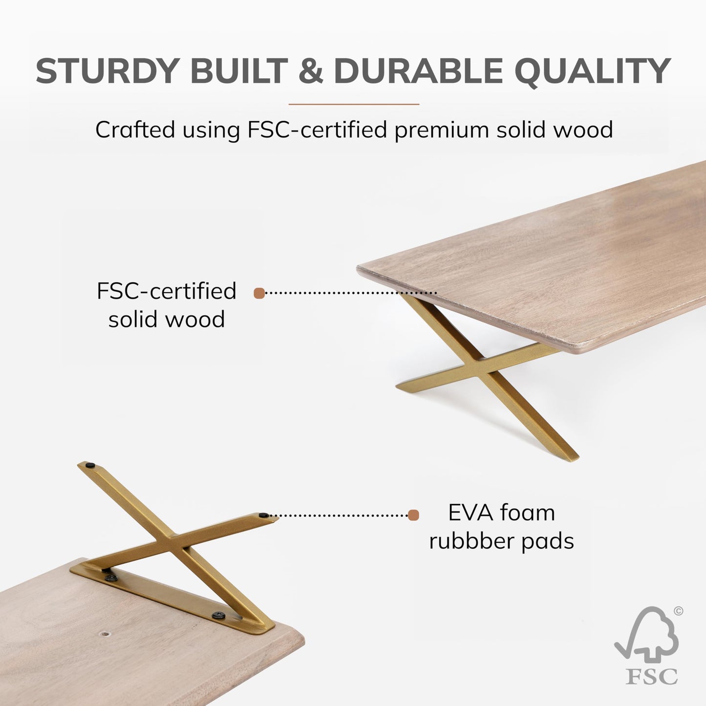 Anji Mountain Monitor Stand - Desktop Organizer & Laptop Riser, Ergonomic Monitor Riser, Space-Saving Monitor Stand for Desk, Durable Construction