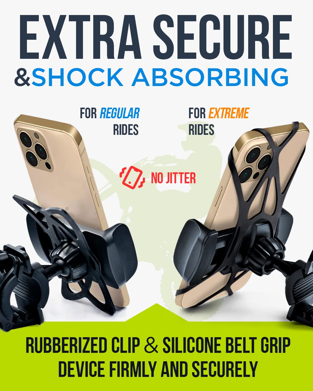 Bike & Motorcycle Phone Mount - for iPhone 16 Pro Max (15, 14, SE, Plus), Galaxy s25 or Any Cell Phone - Universal Handlebar Holder for ATV, Bicycle