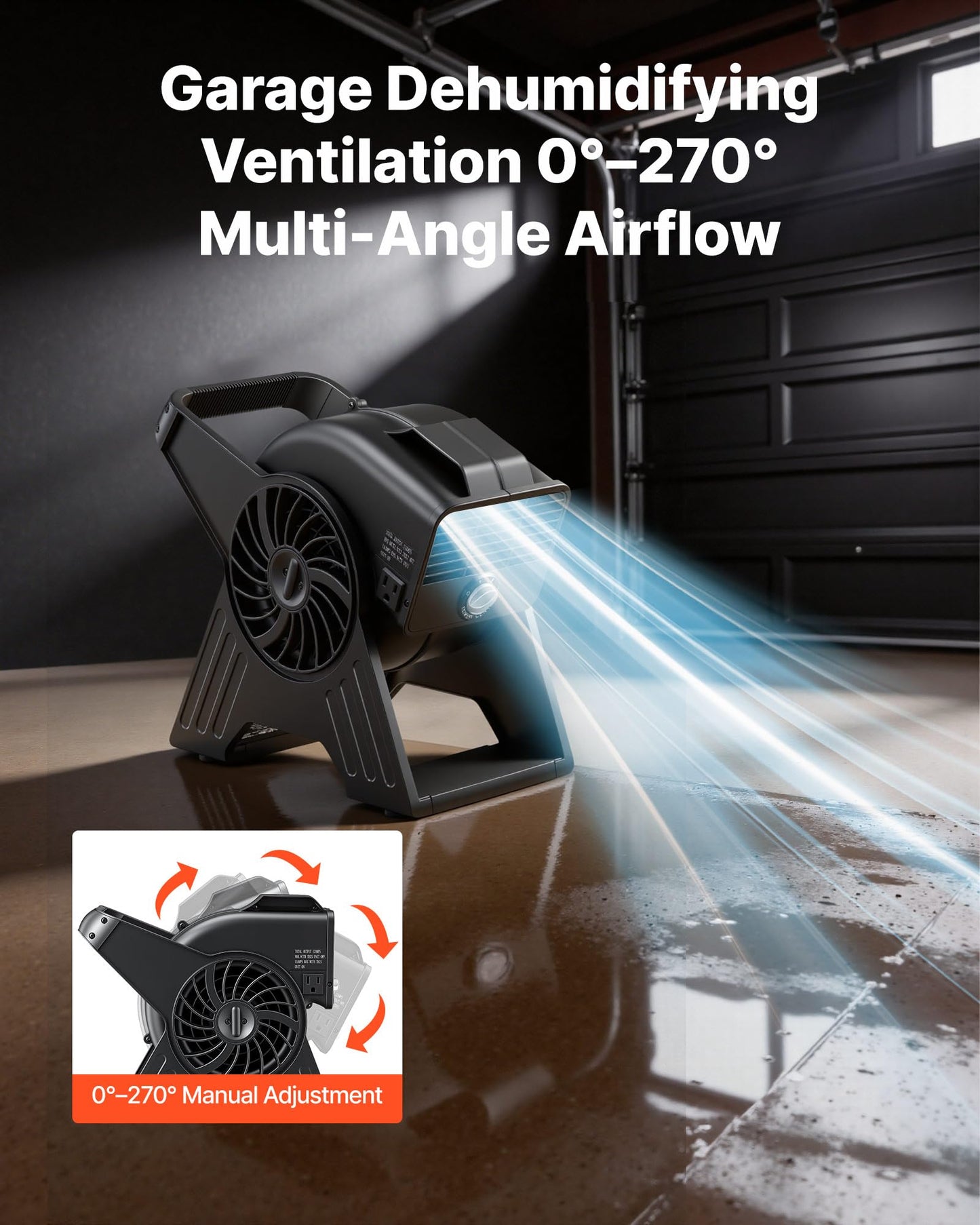 VEVOR Blower Fan, 13 in Portable Utility Floor Fan, 300 CFM, 3 Speeds, Multi-Angle Airflow, Lightweight Portable High Velocity Air Mover, for Drying