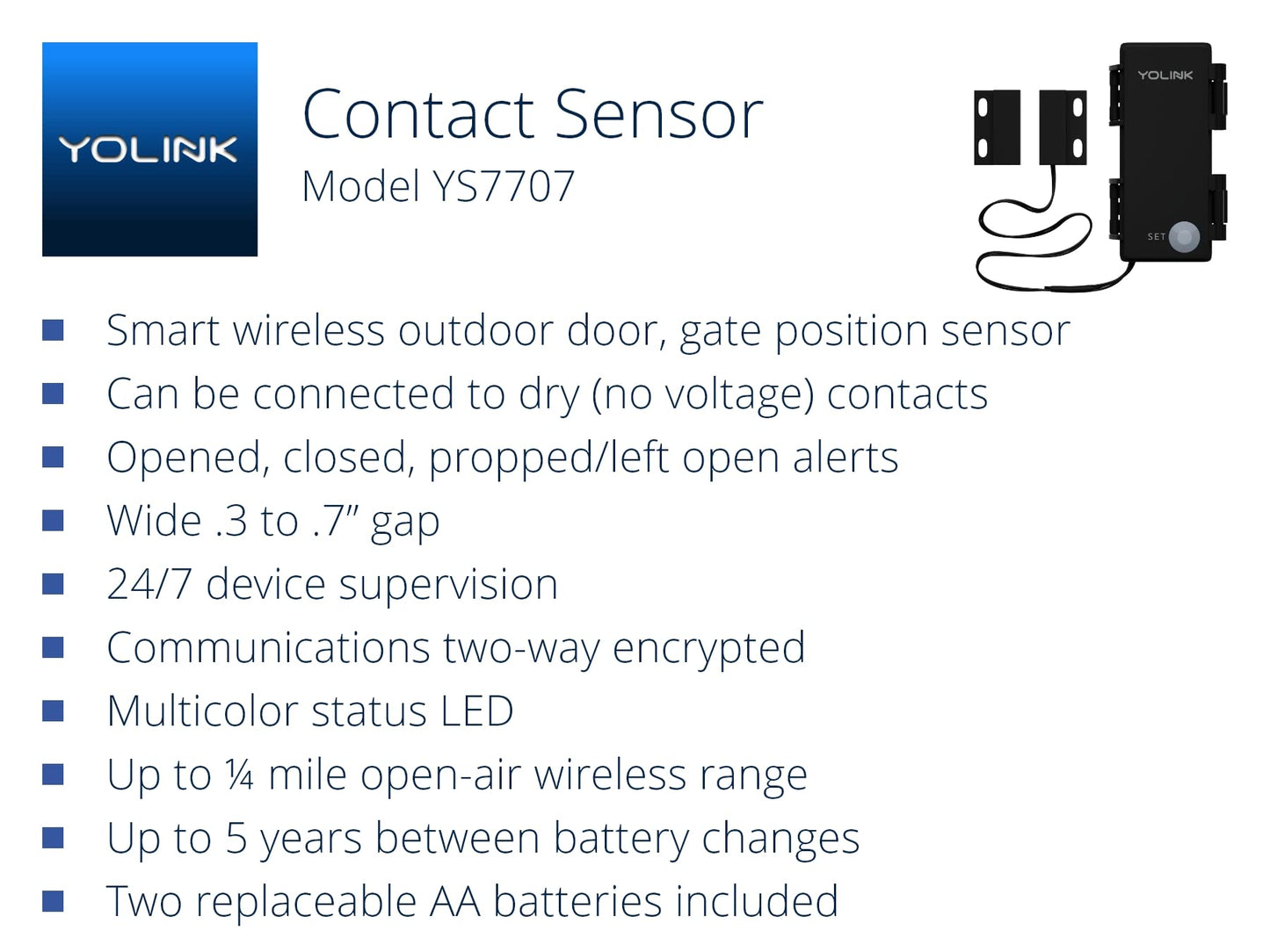 YoLink LoRa Smart Outdoor Contact Sensor & SpeakerHub Starter Kit: SpeakerHub Audio hub, (2) Gate & Shed Door Sensors, Email/SMS/Push Alerts, 1/4 Mile
