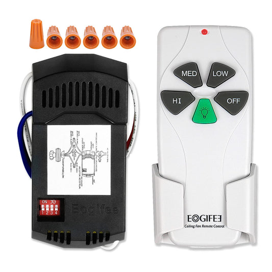 Eogifee Universal Ceiling Fan Remote Control and Receiver Kit with 3 Speed and Light Dimmer Control Replacement of Hampton Bay Harbor Breeze Hunter