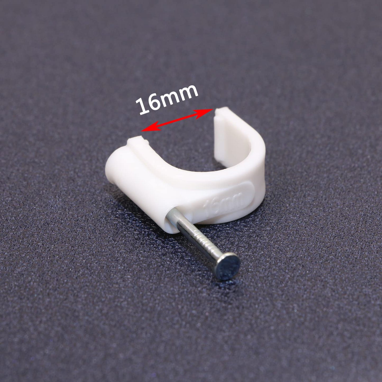 Mini Skater 16mm Nylon Steel Nail in Circle Ethernet Cable Clips Cord Holder Wire Management,Pack of 50.(White)