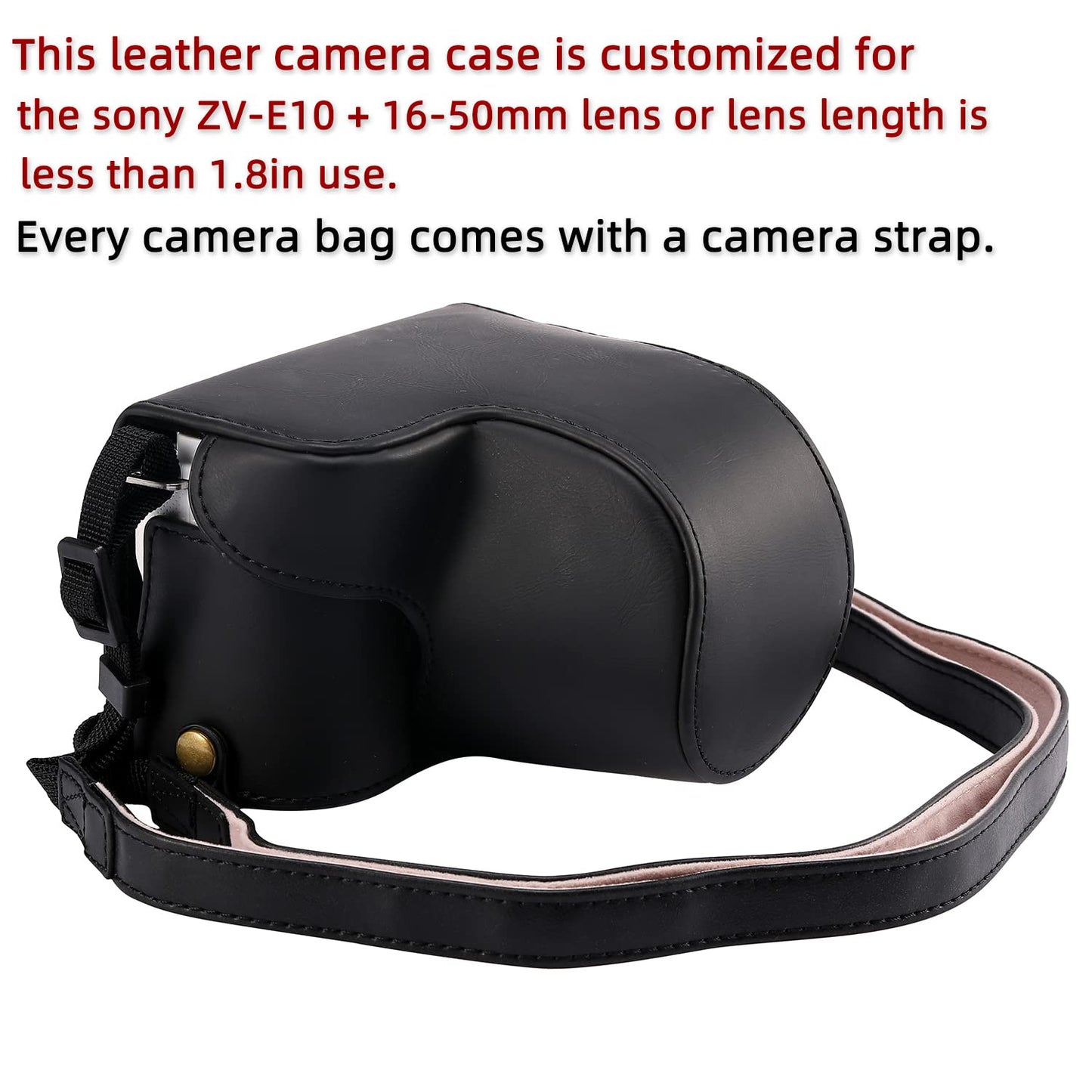 Hargedis XEVN for Sony ZV-E10 case,for Sony ZV-E10 case,Premium PU Full Body Leather Camera Case Bag for Sony Alpha ZV-E10 Fit 16-50mm Lens