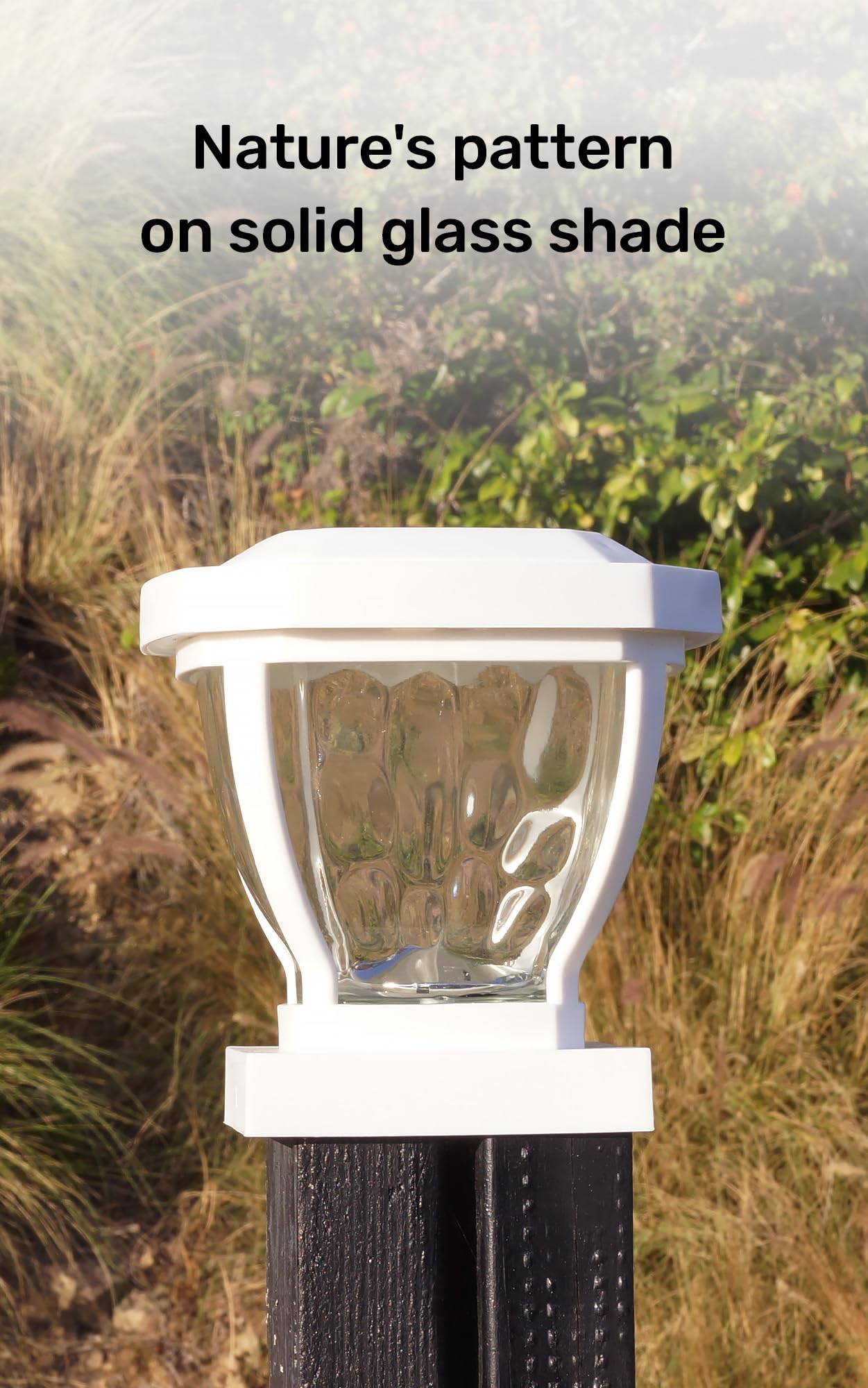 Home Zone Security Solar Post Cap Lights - Decorative Glass LED Outdoor 4x4 (3.5 x 3.5 in.) Post Lights, White (2-Pack)