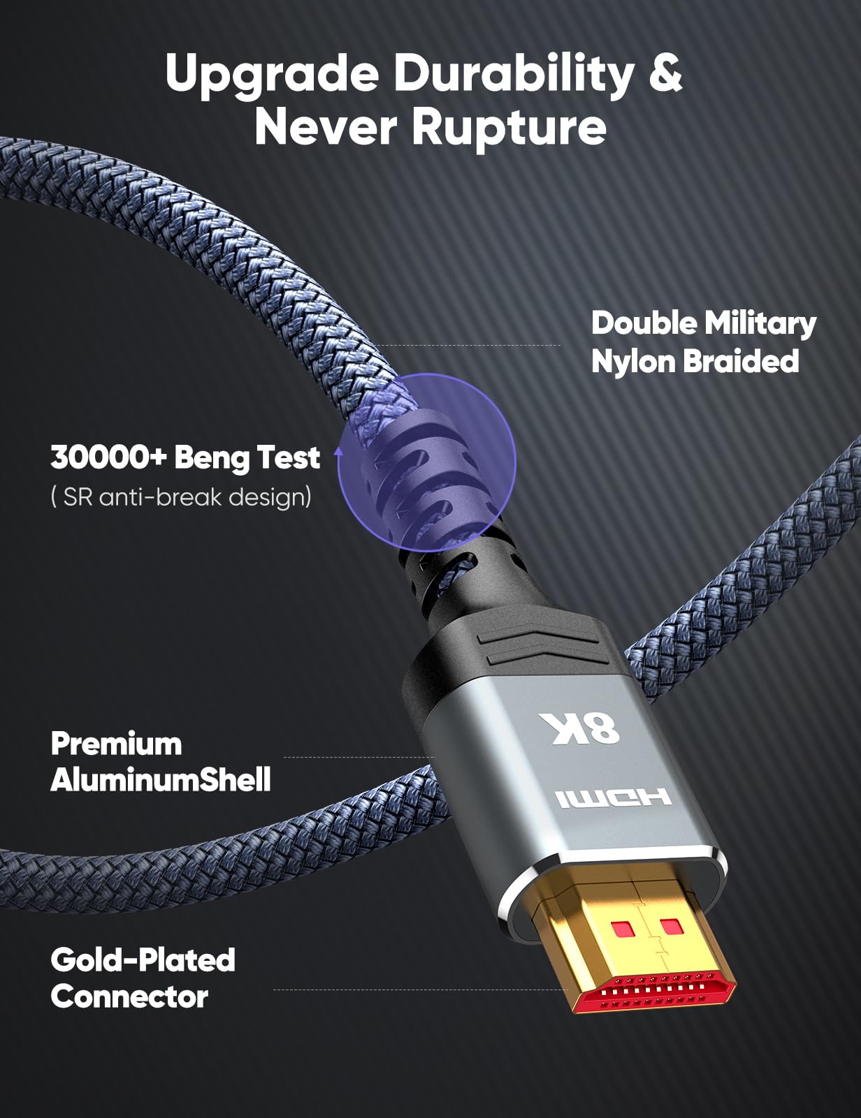 10K 8K HDMI 2.1 Cable 2-Pack 6.6FT, Highwings Certified 48Gbps Ultra High Speed Slim HDMI Cord,Support 4K@120Hz 8K@60Hz, HDCP 2.2&2.3, Dynamic