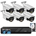 4COVR PoE Security Camera System, 2 Way Audio Talk & Smart Color Night Vision, 6X 8MP Bullet PoE IP Camera IP67 Smart Human/Vehicle Detection, 8CH 4K