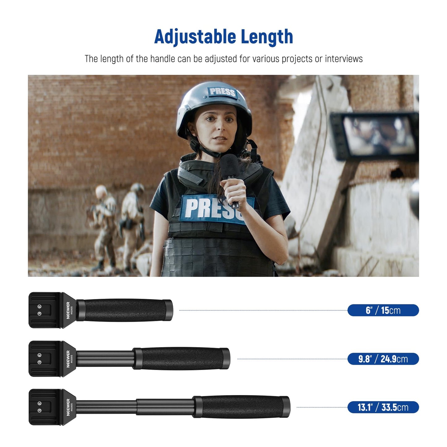 NEEWER 13"/33cm Telescopic Lavalier Microphone Handheld with Anti Off Cold Shoe Foam Windscreen Interview Mic Handle Compatible with Rode Wireless Go