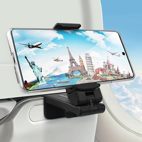 Miruchertter Airplane Phone Holder Hands Free Compact Travel Phone Mount with 360 Degree Rotation Universal Travel Essentials Ideal for Airplane