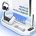 AMZDM Cooling Station PS5 Slim Stand PS5 Pro Cooling Fan with Charging Station PlayStation 5 Console Cooler with Docking Station Controller Charger
