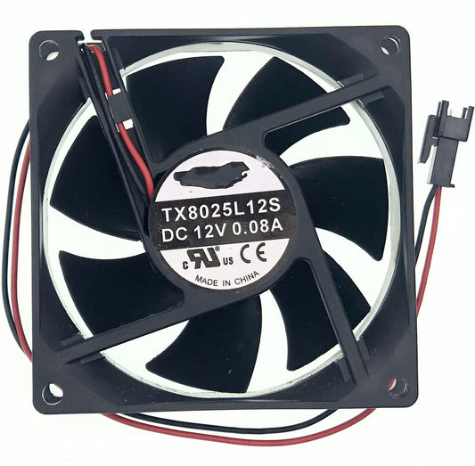 Ultra-Quiet Cooling Fan for Tianxuan TX8025L12S Refrigerator Power Fan DC 12V 0.08A 8CM 8025 0.96W 2-Wire Cooling Fan