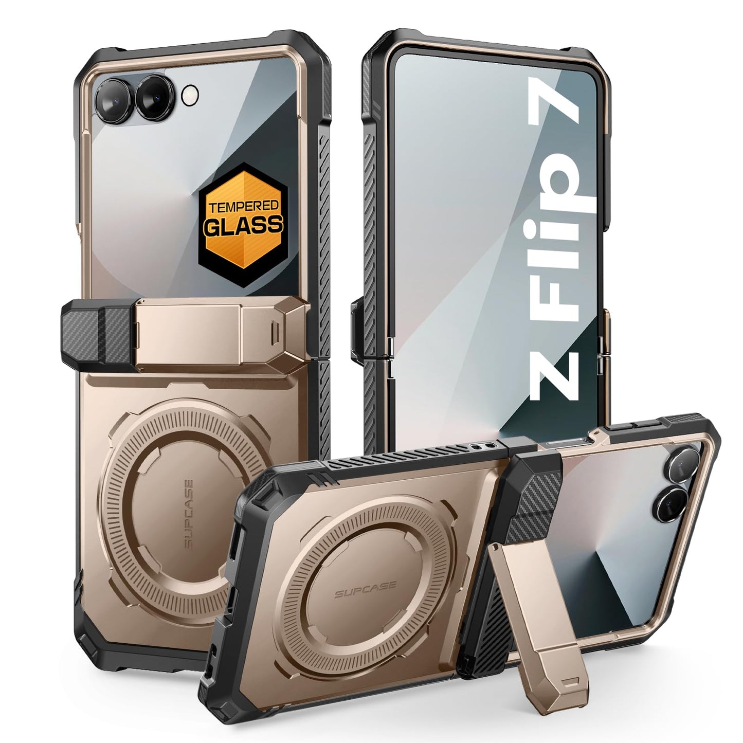 SUPCASE for Samsung Galaxy Z Flip 7 Case with Stand & Front Screen Protector (Unicorn Beetle Grip), [Support MagSafe] [Hinge Protection] Full Body
