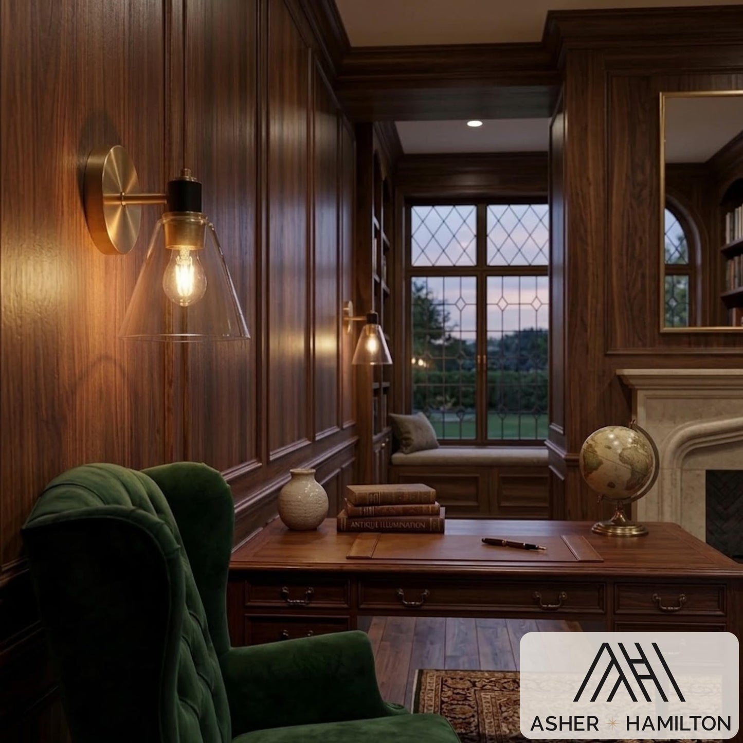 Asher Hamilton AHW-203AGBKCL Monroe 1 Light Wall Sconce | One E26 Medium Base Bulb Required Sold Separately | 60 Watt Max | Damp Rated | Black