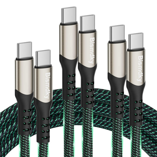 3Pack 6.5ft Type C to C Charger Port Adapter Nylon Braided 60W Charge Cord Fast QC3.0 Charging Cable for iPhone 17/16 Plus/16 Pro Max/15/15 Plus/15…