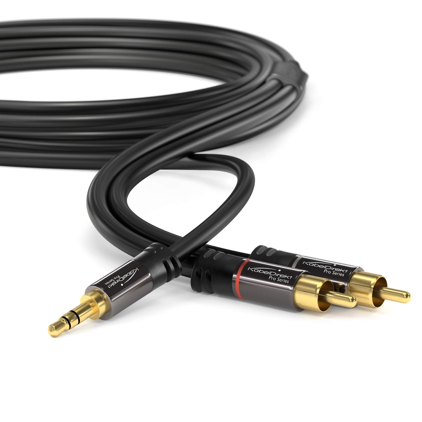 KabelDirekt - RCA to Jack 3.5mm Adapter Cable - 25ft - Versatile Plug-and-Play Audio Cable (Aux/3.5mm to 2X RCA for Smartphone, Tablet, Home Theater