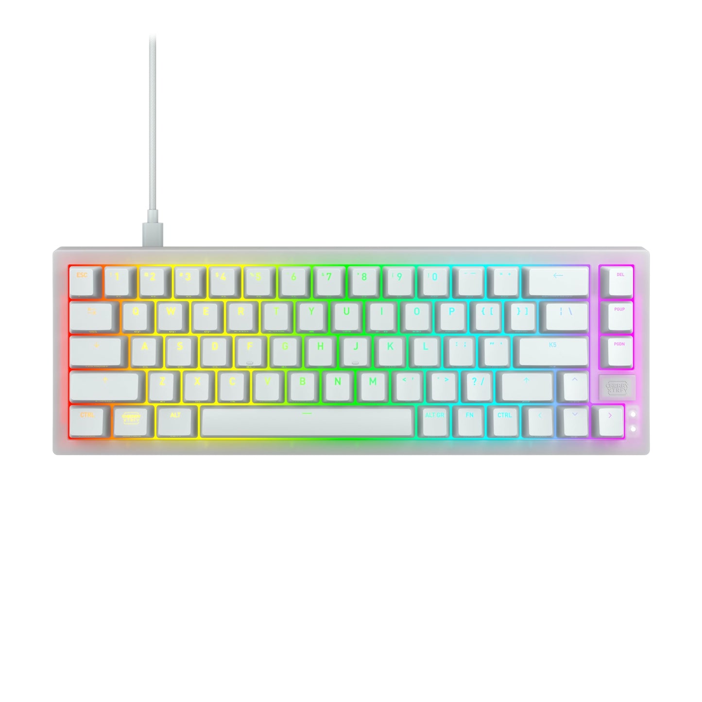Xtrfy Cherry K5V2 Compact, Mechanical Gaming Keyboard in 65% Format US Layout Hot Swappable, Cherry MX2A RED Switches (Transparent White)
