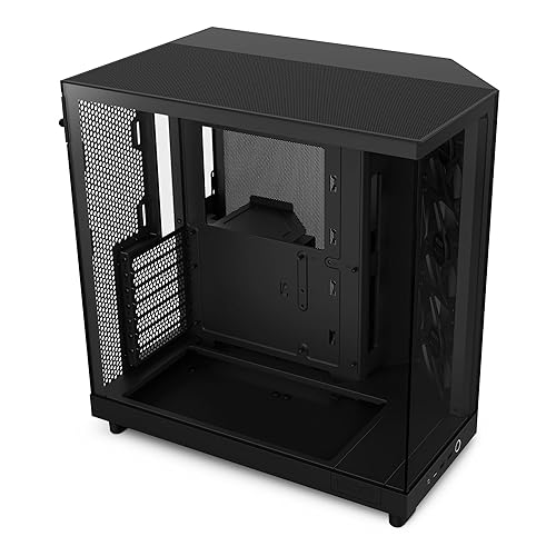 NZXT H6 Flow | CC-H61FB-01 | Compact Dual-Chamber Mid-Tower Airflow Case | Panoramic Glass Panels | High-Performance Airflow Panels | Includes 3 x