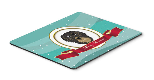Caroline's Treasures BB1523MP Longhair Black and Tan Dachshund Merry Christmas Mouse Pad, Hot Pad or Trivet, Large, Multicolor