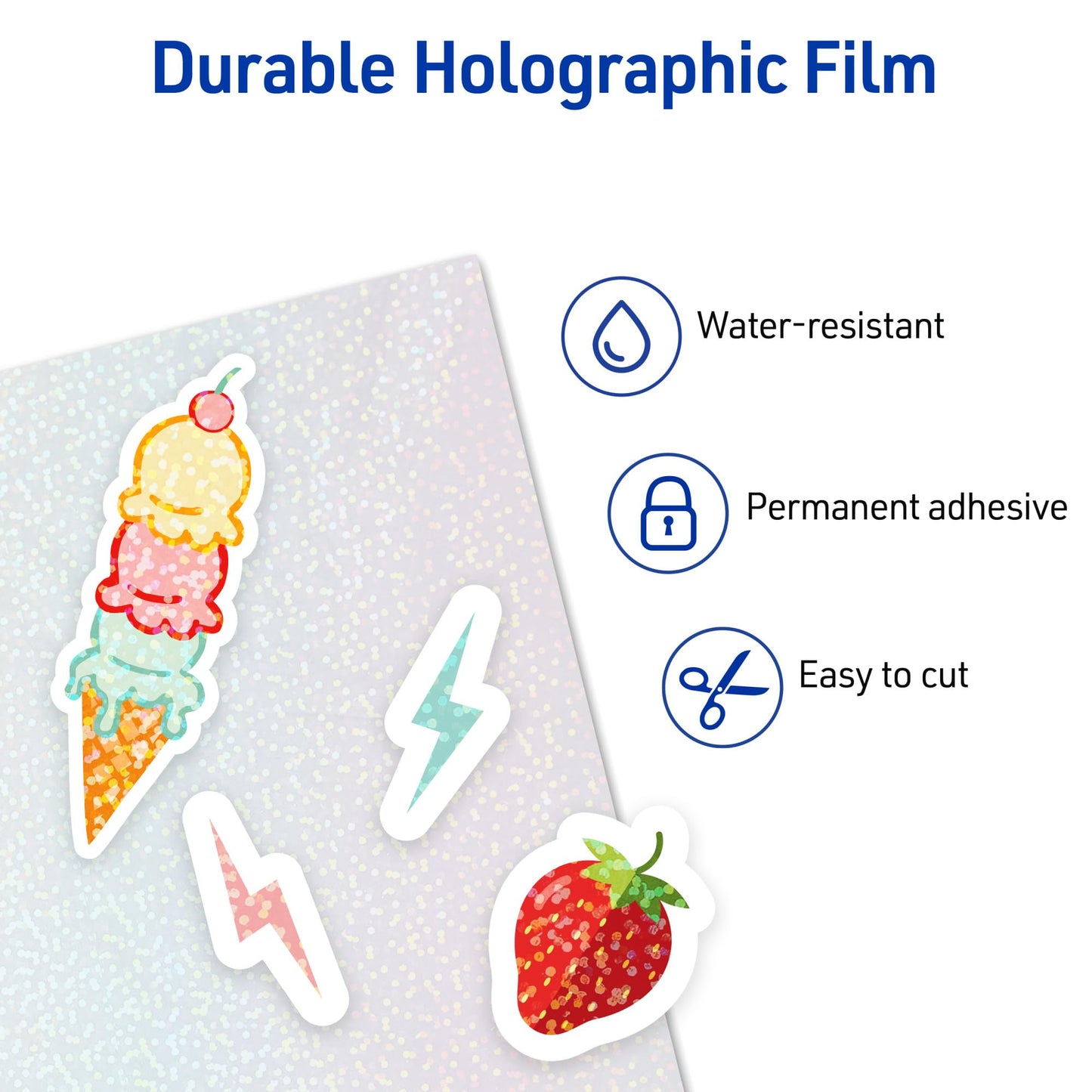 Avery Luxe Collection Holographic Laminating Sheets, Speckled Dots Design, 9" x 12", Self-Adhesive, 10 Holographic Laminate Sheets Total, Great