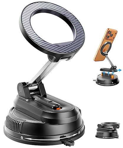2-IN-1 Detachable Car Phone Holder for MagSafe[2800gf Strong Magnet & 89+LBS Suction Base]Vacuum Magnetic Phone Holders for Your Car, 360° Adjustable
