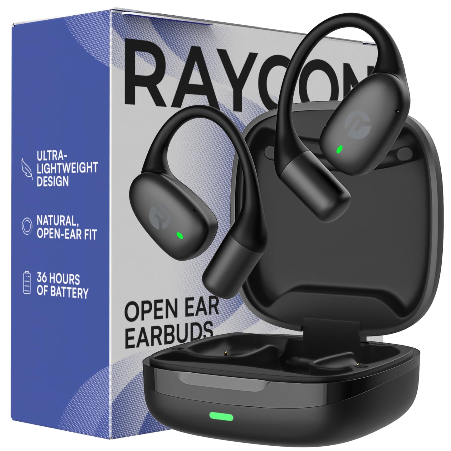 Raycon Essential Open Ear Earbuds - Open Ear Headphones, Earbuds Wireless Bluetooth, Sweat & Water-Resistant Earphones, Running Headphones