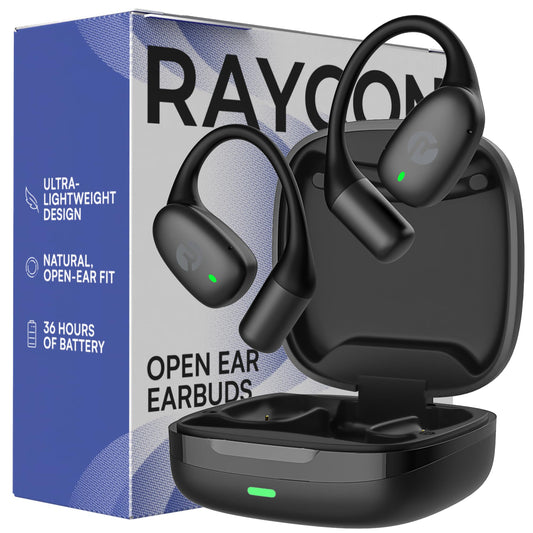 Raycon Essential Open Ear Earbuds - Open Ear Headphones, Earbuds Wireless Bluetooth, Sweat & Water-Resistant Earphones, Running Headphones