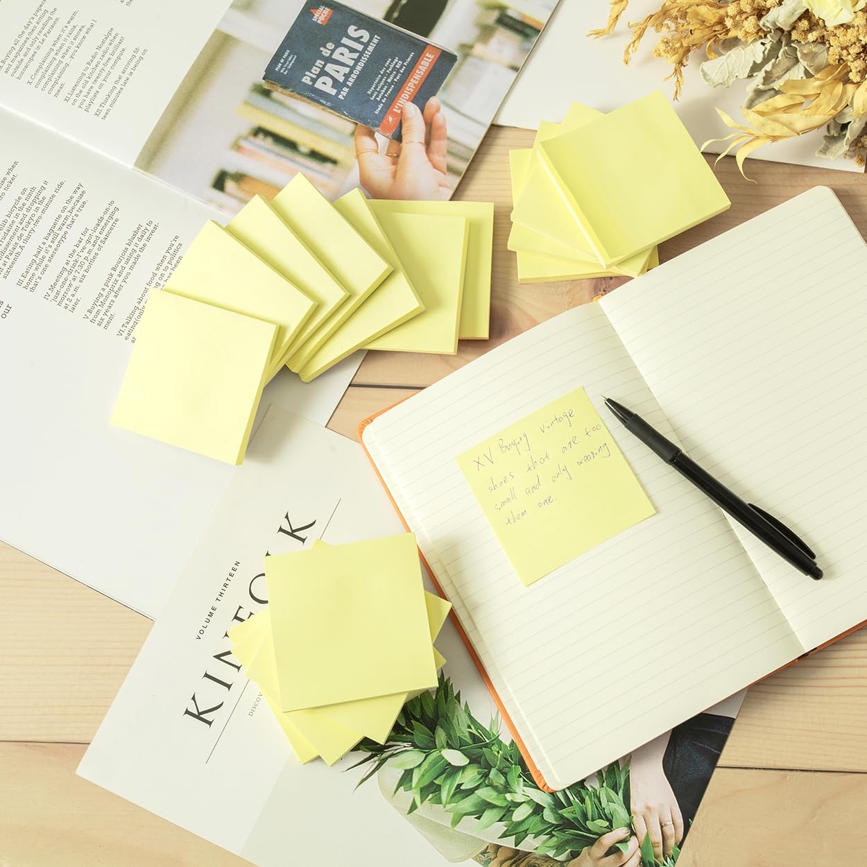 (24 Pads) Sticky Notes 3x3 in Yellow, Strong Adhesive, Clean Removal, Recyclable, Self-Stick Pads, Easy to Post for Home, Office, Notebook