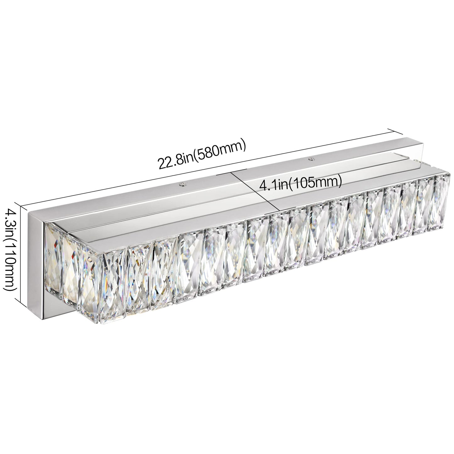 ZUZITO Modern Bathroom Light Fixtures - LED Vanity Lights for Bathroom 18W - Crystal Chrome Lighting Fixtures Over Mirror for Bath