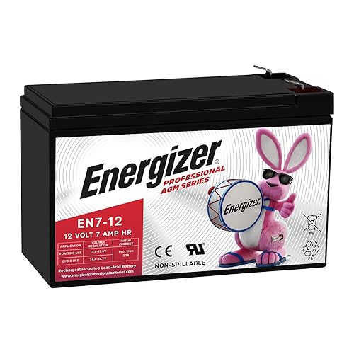 Energizer EN7-12, 12 Volt 7 Amp Hr, Long Lasting Sealed Lead Acid AGM Rechargeable Battery Ideal for Use in Home Alarm Systems, Backup Power…