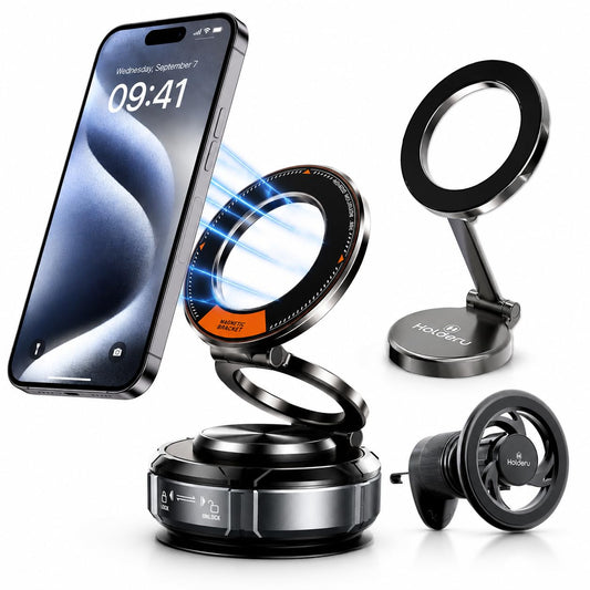 Magnetic Car Phone Mount for MagSafe - 3 Holder Bundle (Dashboard, Air Vent & Steering Side) Strong Magnetic Hold with Premium Build Quality - Car