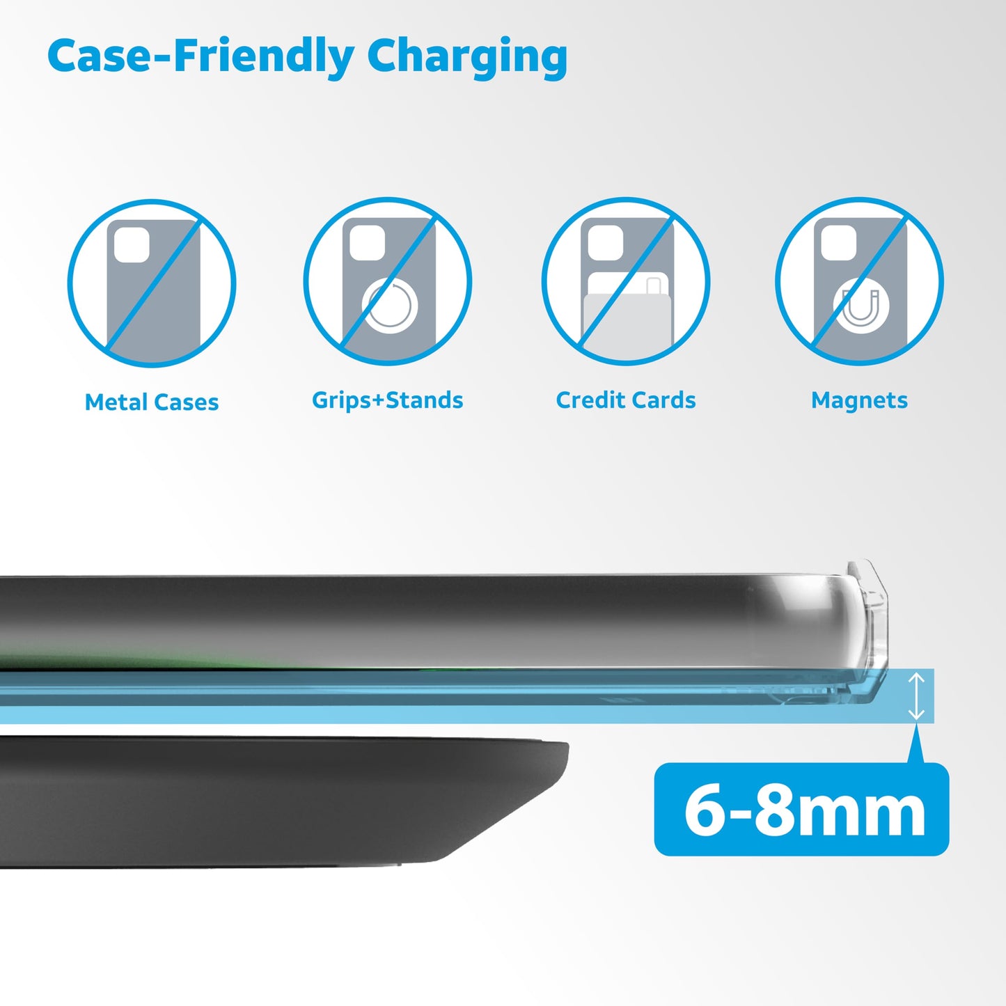 AT&T 15W Qi Wireless Charging Pad - Case-Friendly USB-C Fast Charging Station for iPhone 17/16/15/14, AirPods, Samsung Galaxy S25/S24, Pixel, and All
