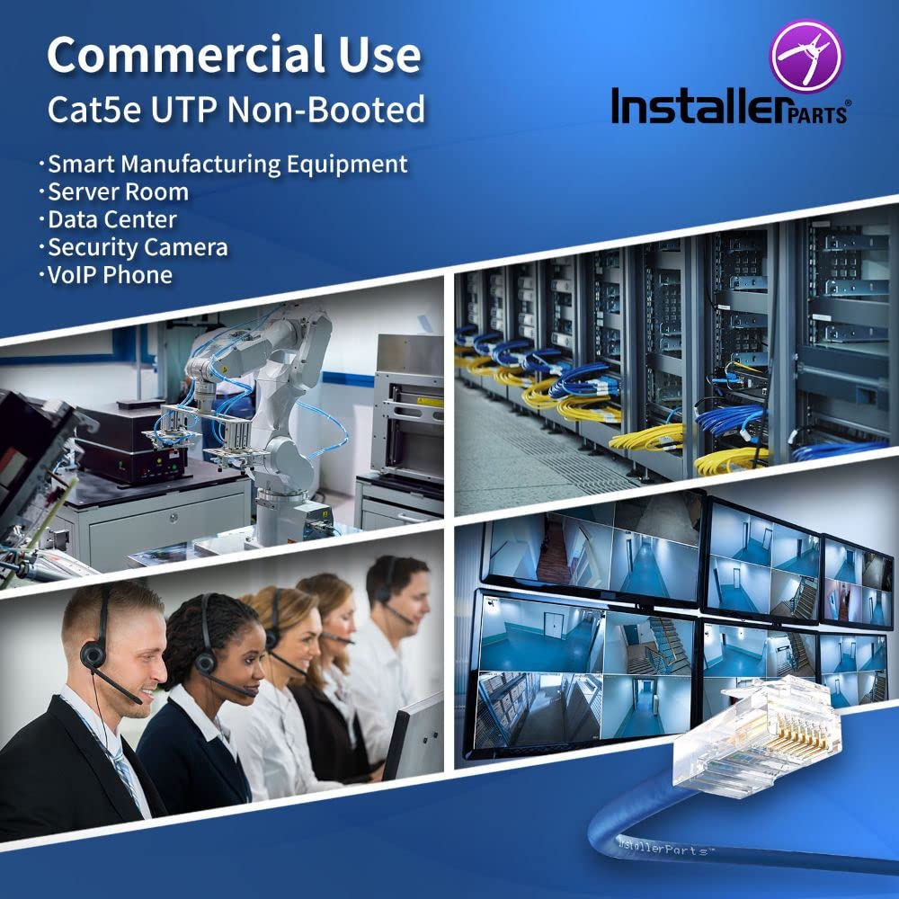 InstallerParts (10 Pack Ethernet Cable CAT5E Cable UTP Non-Booted 6 FT - Blue - Professional Series - 1Gigabit/Sec Network/Internet Cable, 350MHZ