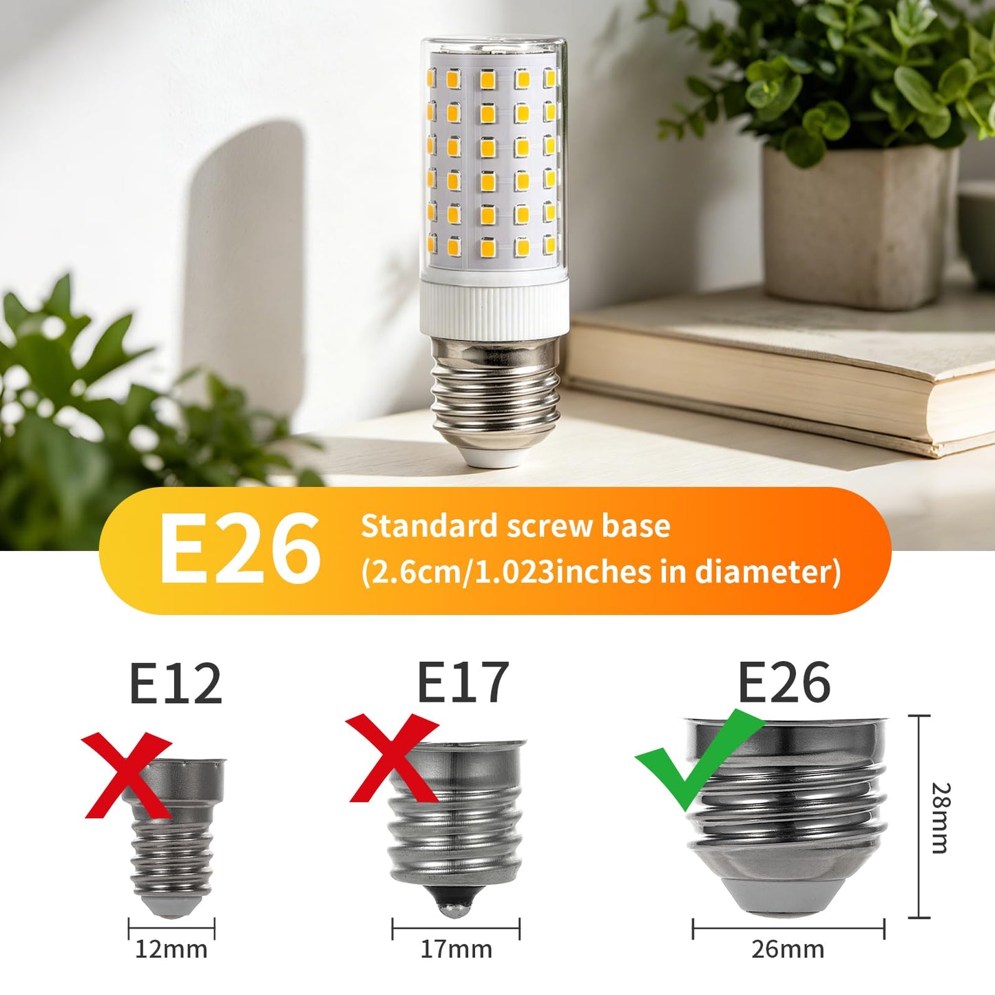 SCHERARX 3 Pack E26 LED Bulb 60 Watt Equivalent, Dimmable Corn Light Bulb, Warm White 3000K, 7W 120V, 800LM, for Indoor Light