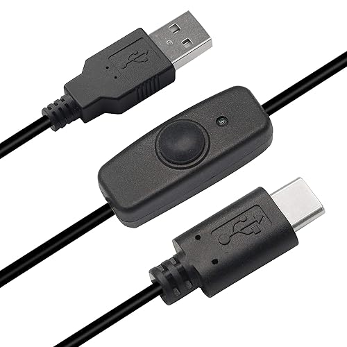 PNGKNYOCN Raspberry Pi Power Switch, 3.9FT with Indicator Light Raspberry Pi 4 Power Switch Type A to Type C USB Cable for Raspberry Pi 4