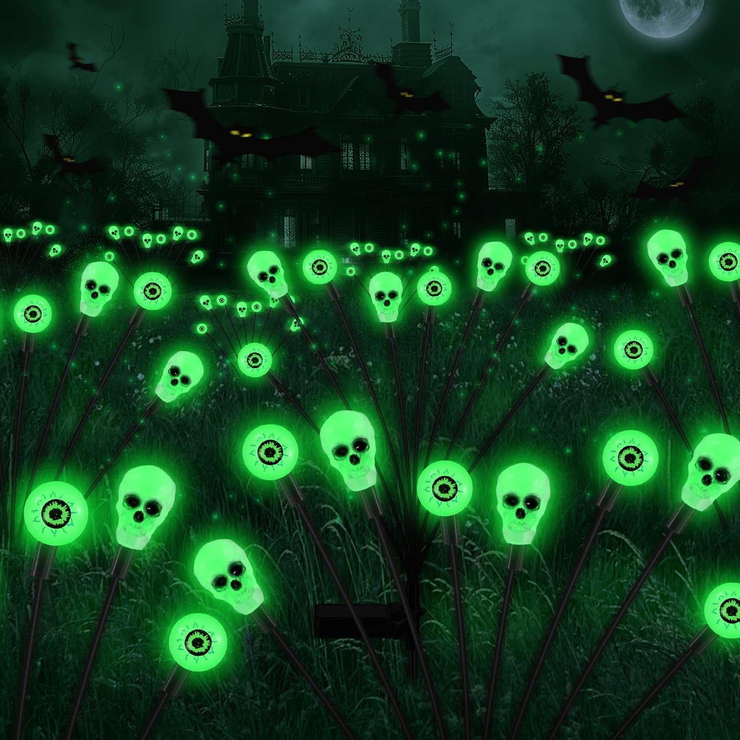FENSAN Solar Lights Outdoor,Halloween Decorations Outdoor, Scary Eyeball Lights,4PACKS 32LED,IP65 Waterproof,Halloween Decor