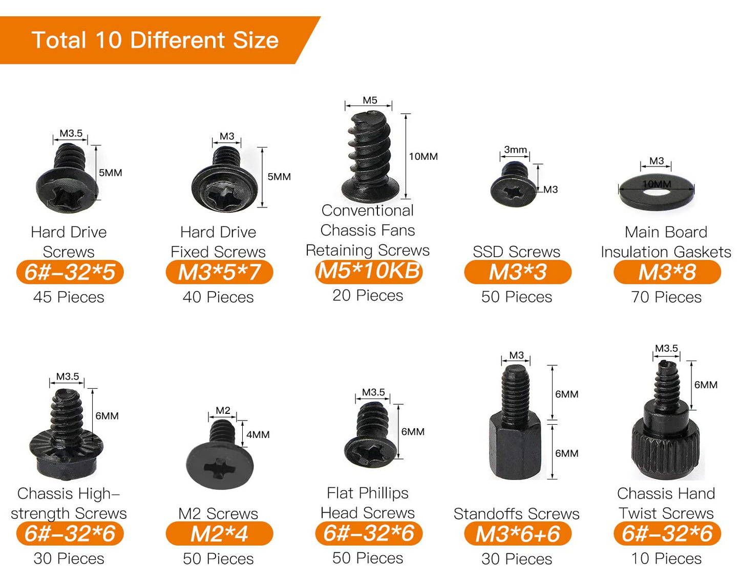 400PCS Motherboard Standoffs Computer Screws Assortment Kit for Motherboard PC Fan HDD Power Supply SSD Hard Drive Graphics PC Case, Motherboard