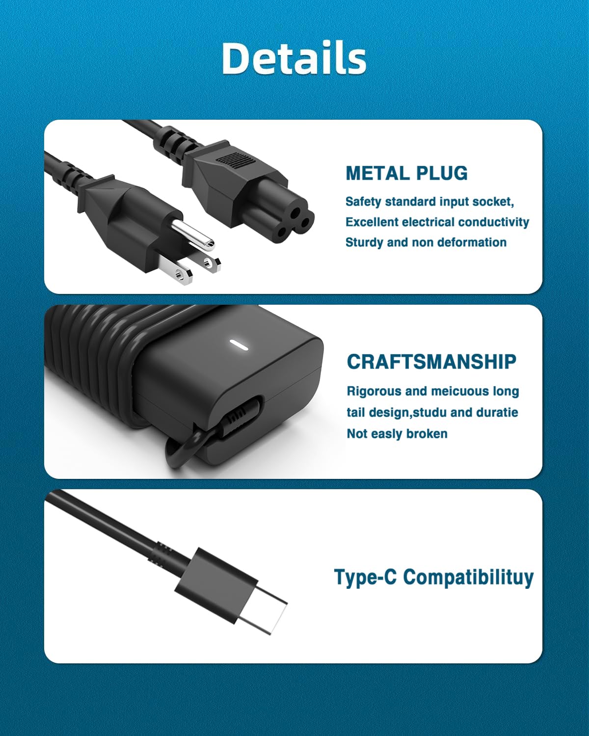 SZGUDULO 65W 60W USB C Laptop Charger for Dell Latitude XPS Chromebook