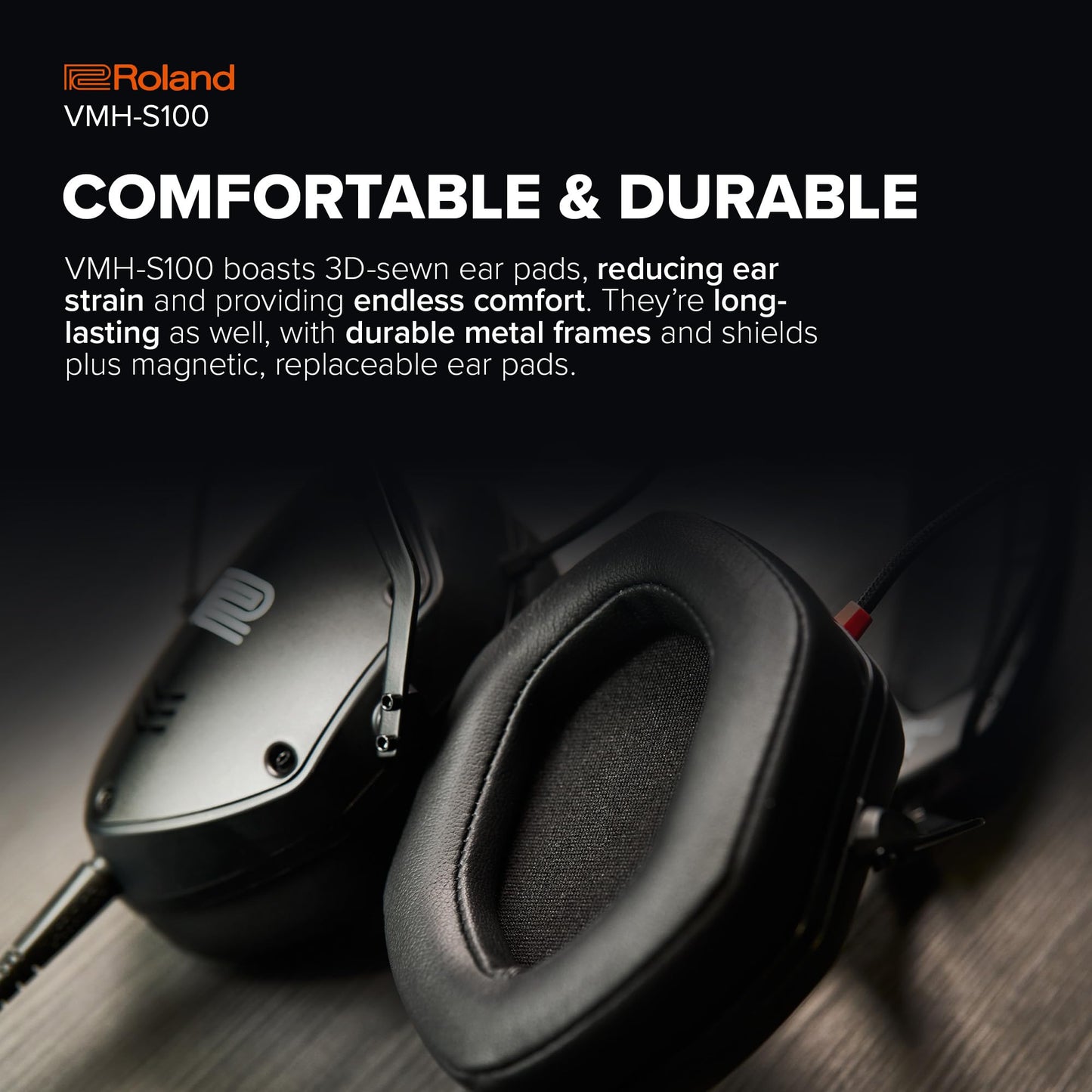 Roland VMH-S100 | Hi-Res Over-Ear Music Production Headphones | Wide Frequency Response | Incredible Sound Isolation | 50mm Driver Unit | Comfortable…
