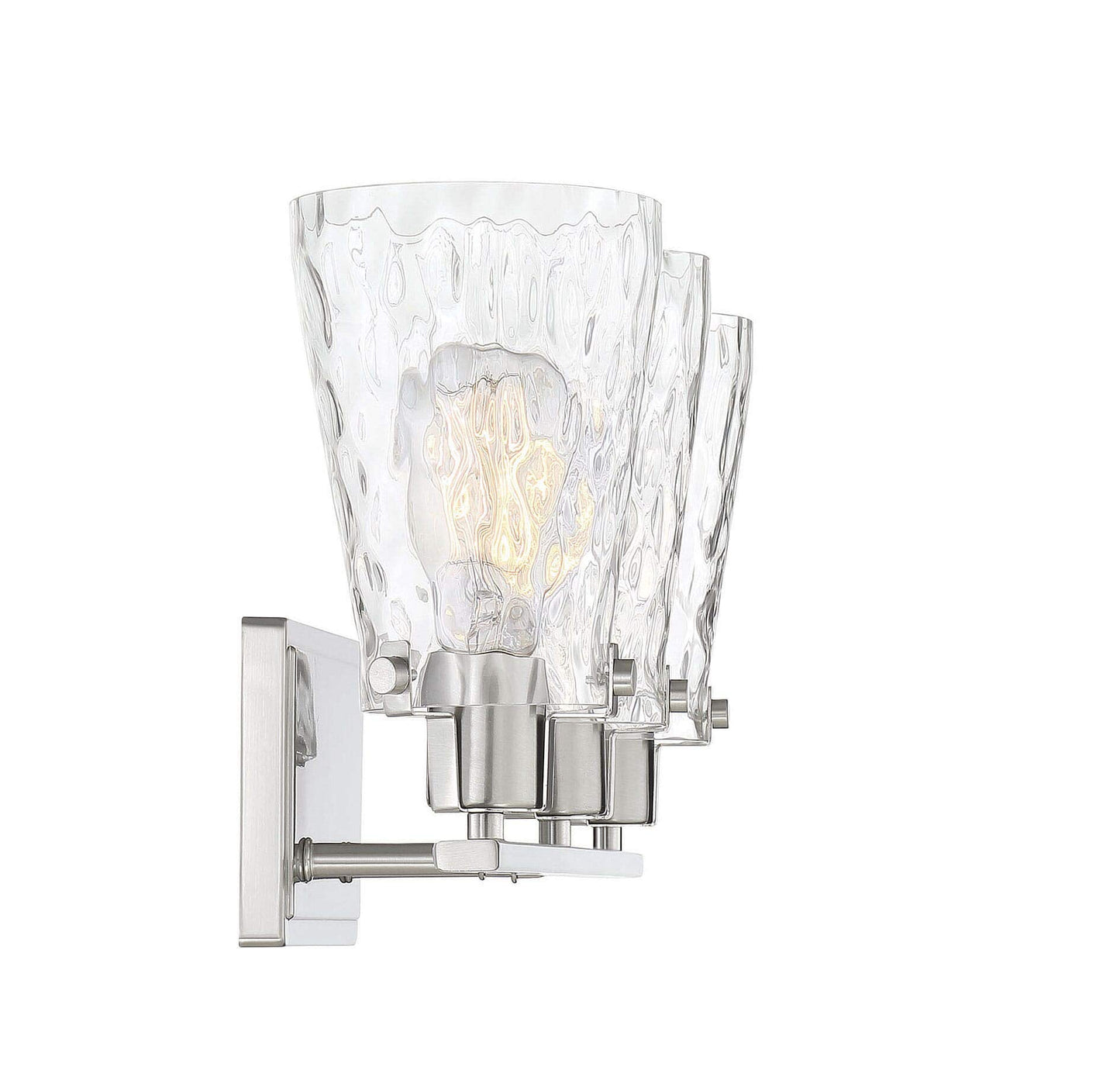 Savoy House 8-4508-3-SN Vaughan Modern Clear Water Glass Bathroom Vanity Wall Light, 3-Light 180 Total Watts, 9" H x 24" W, Satin Nickel