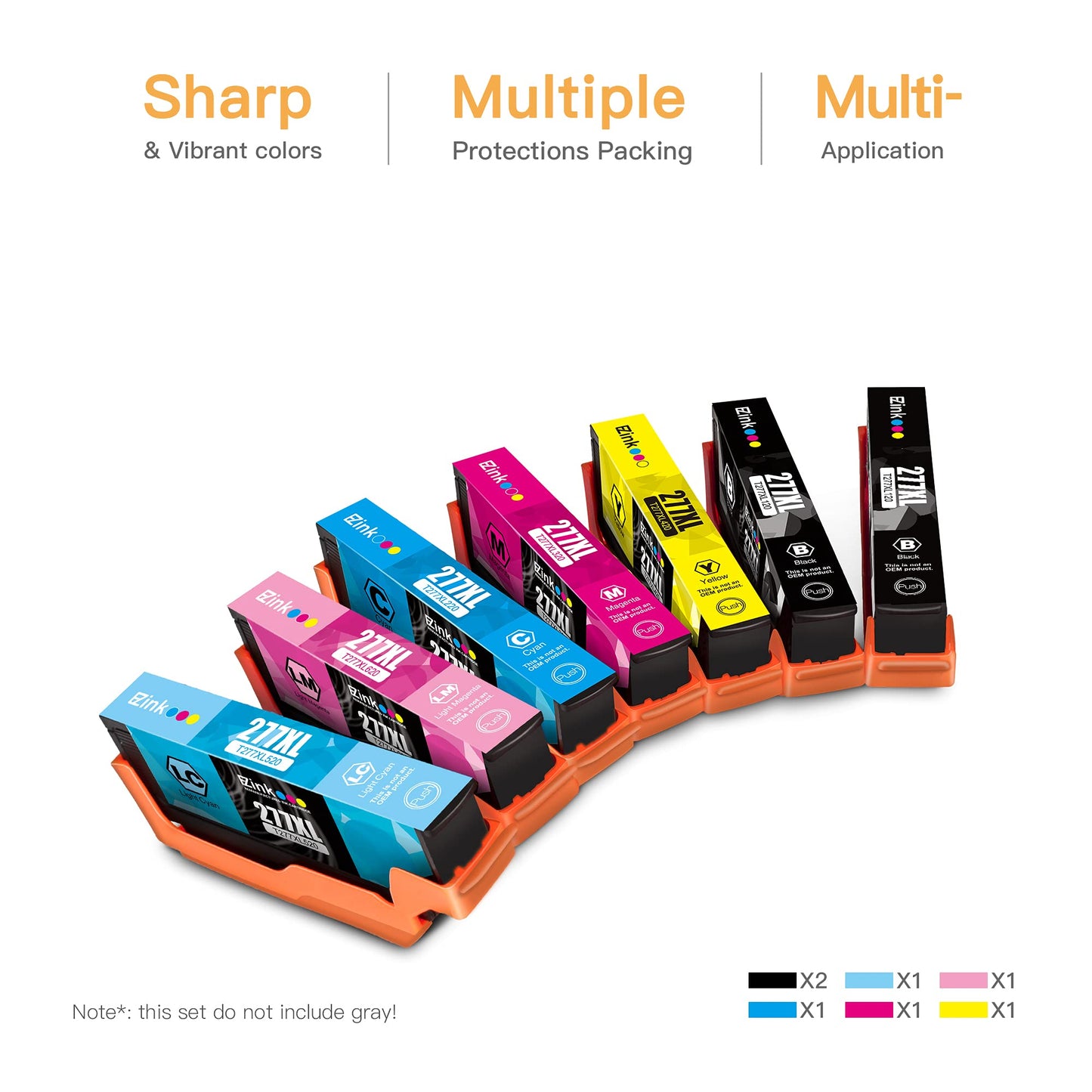 E-Z Ink Remanufactured Ink Cartridge Replacement for Epson 277XL 277 T277XL to use with XP-960 XP-850 XP-860 XP-950 Printer (2 Black 1 Cyan 1 Magenta