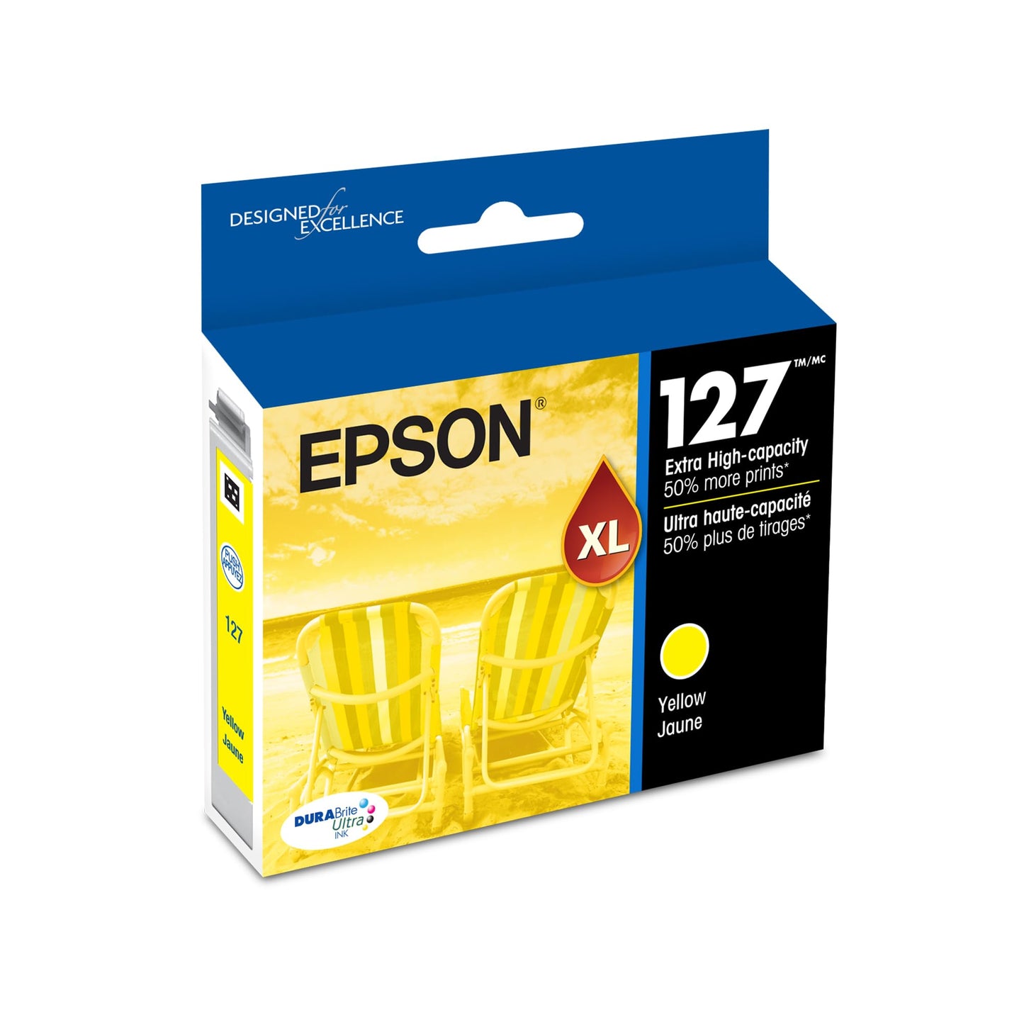 EPSON 127 DURABrite Ultra Ink Yellow Cartridge For NX-530, 625, WF-3520, 3530, 3540, 545, 60, 630, 633, 635, 645, 7010, 7510, 7520, 840, 845